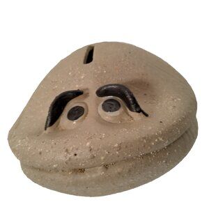 Vintage Cement Clam Coin Bank Piggy Bank Anthropomorphic Kitschy Saving Money